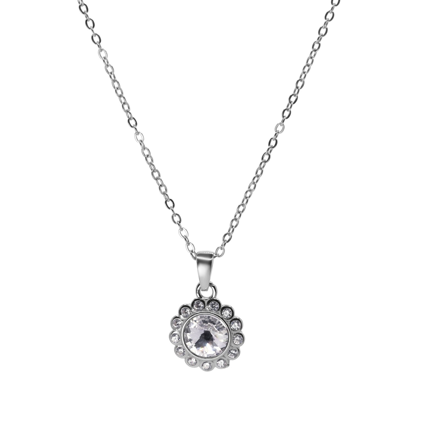 Collar de Plata - Flor con Cristal Swarovski Elements