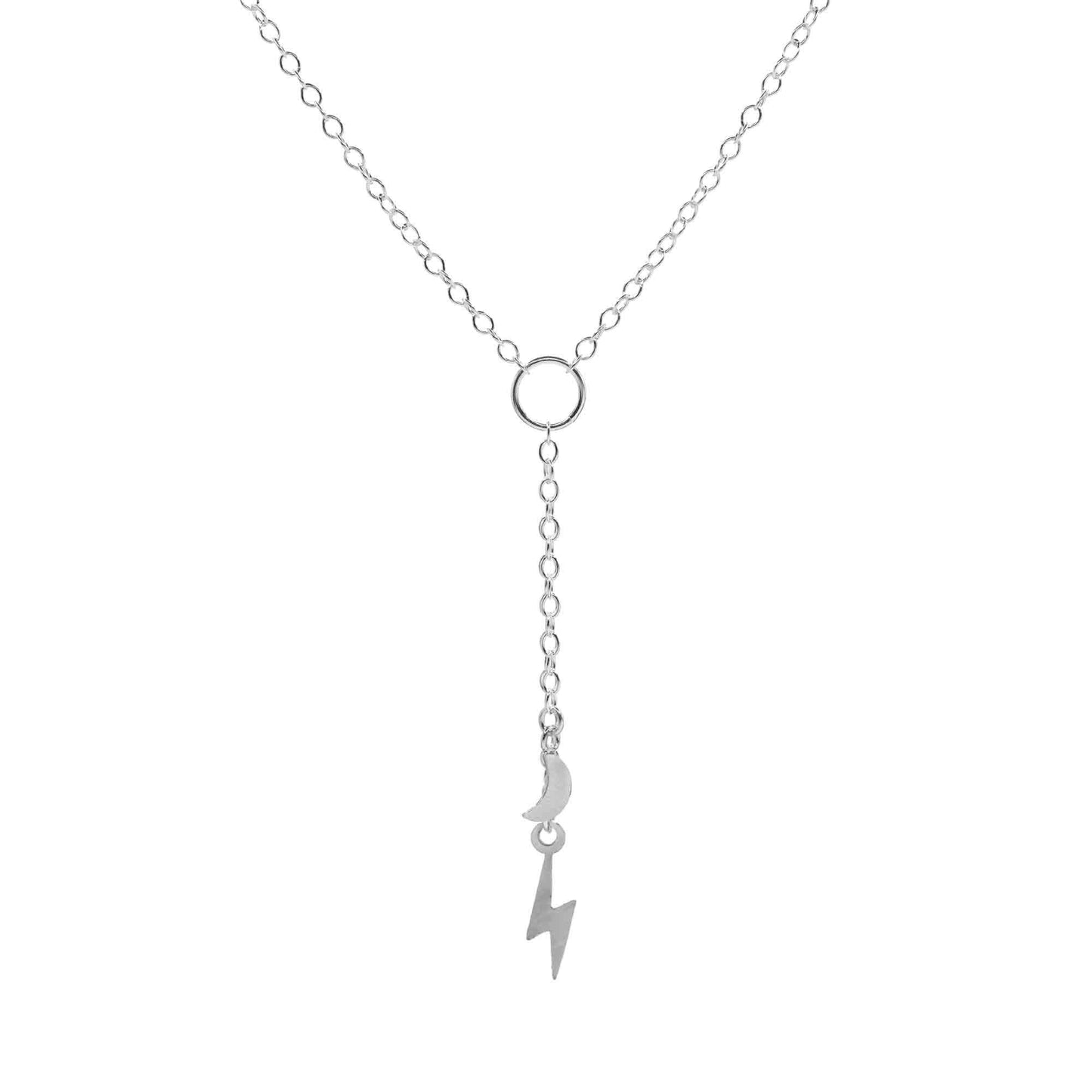 Collar de Plata - V con Luna y Rayo