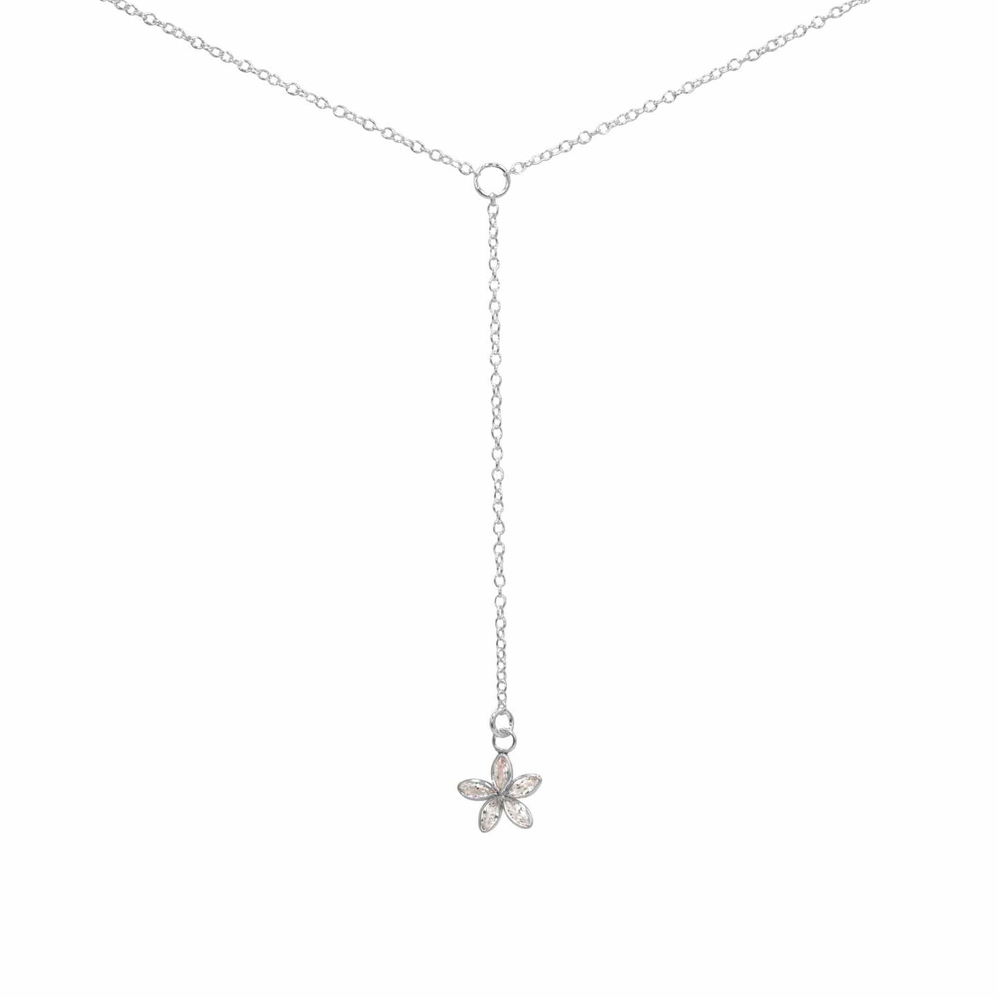 Collar de Plata Flor Circón Colgante