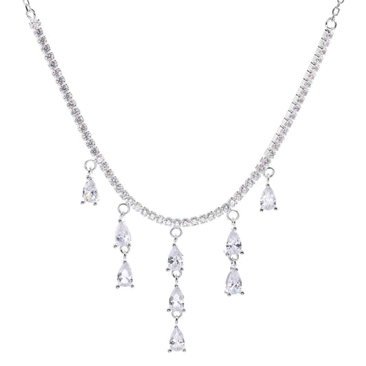 Collar de Plata - Cascada con Gotas de Circones