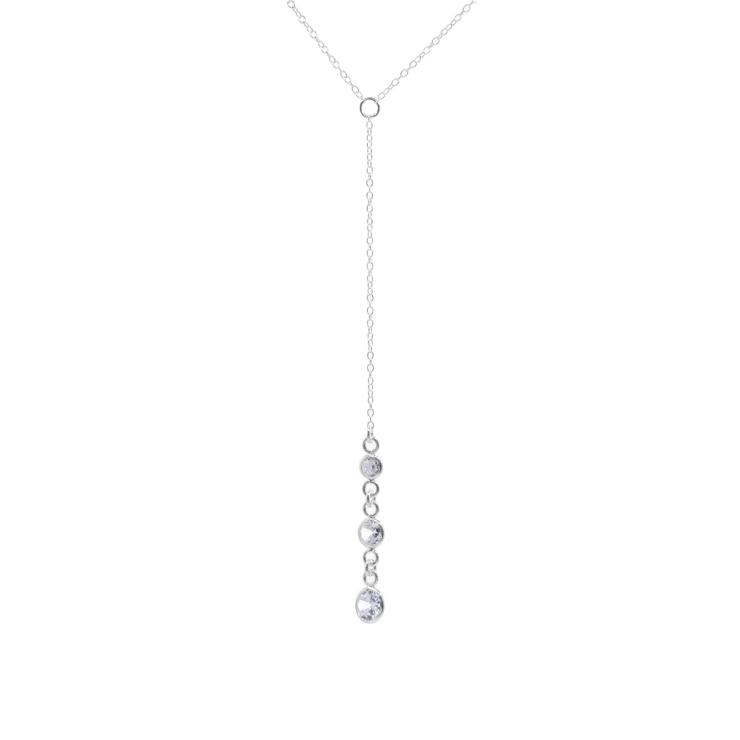 Collar de Plata - en Y con Tres Circones