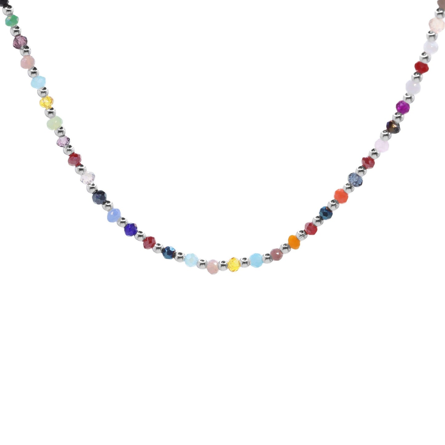 Collar de Plata Piedras Ágatas con Esferas Lisas