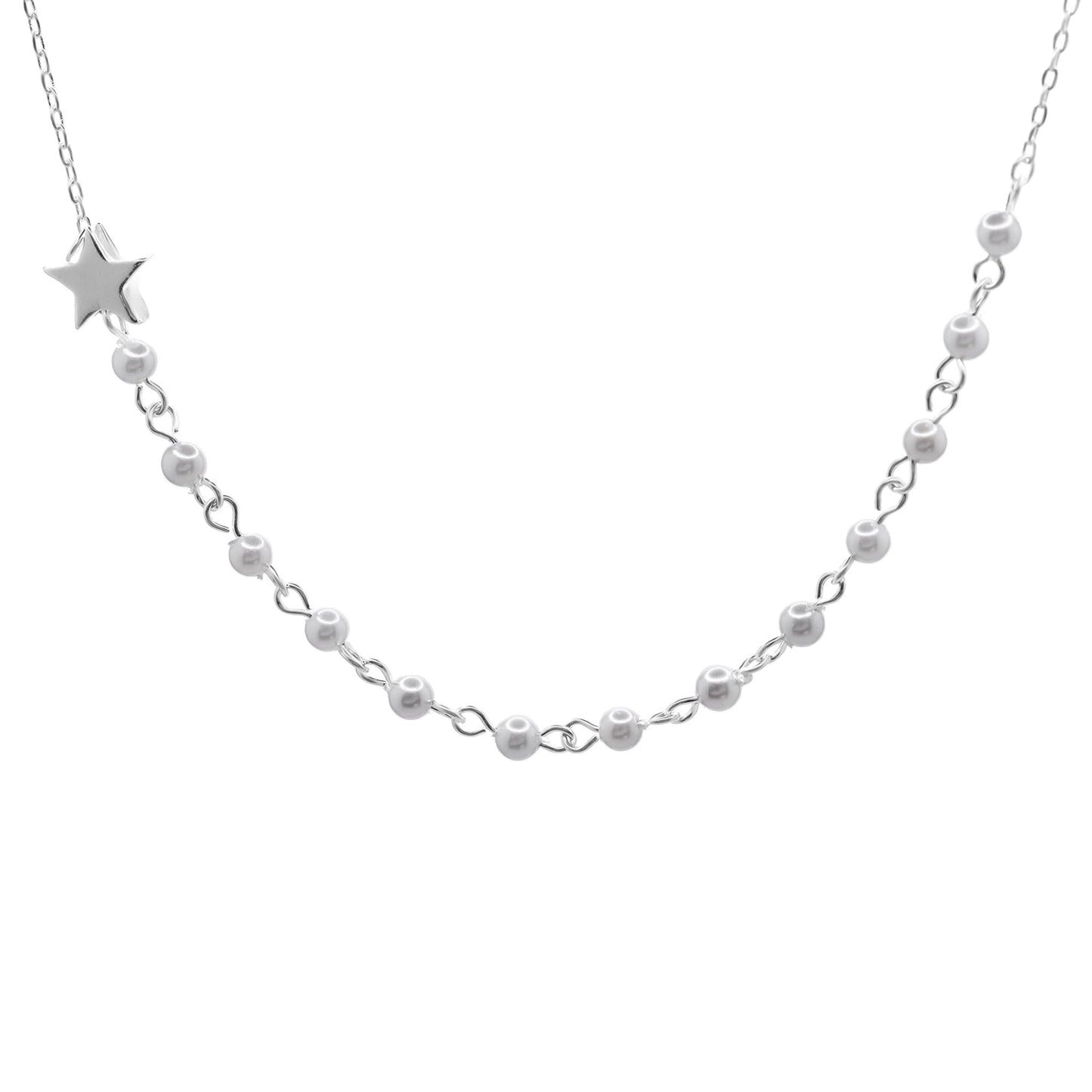 Collar de Plata Placa Estrella y Perlas