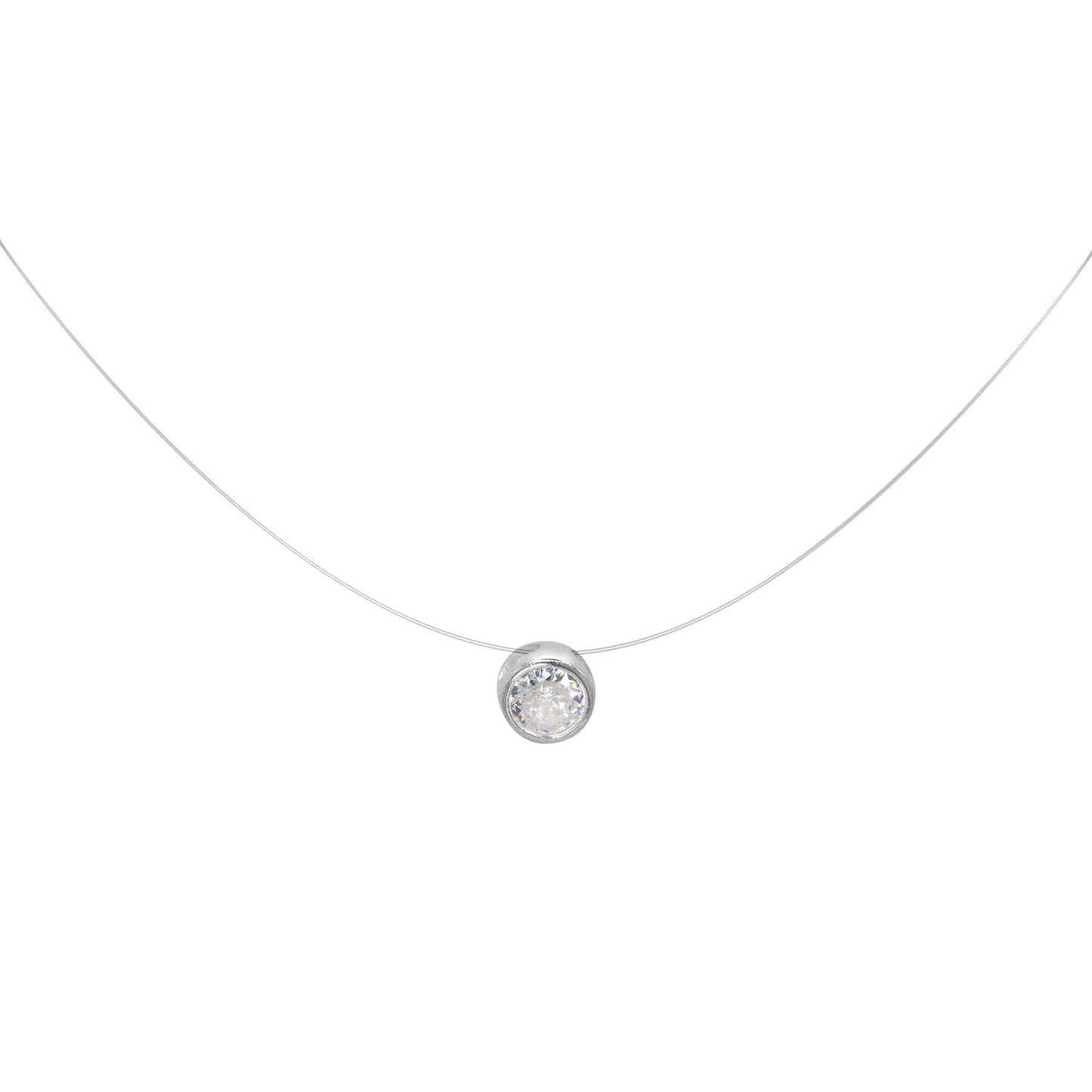 Collar de Plata Punto de Luz Invisible Nylon Circón 6 mm
