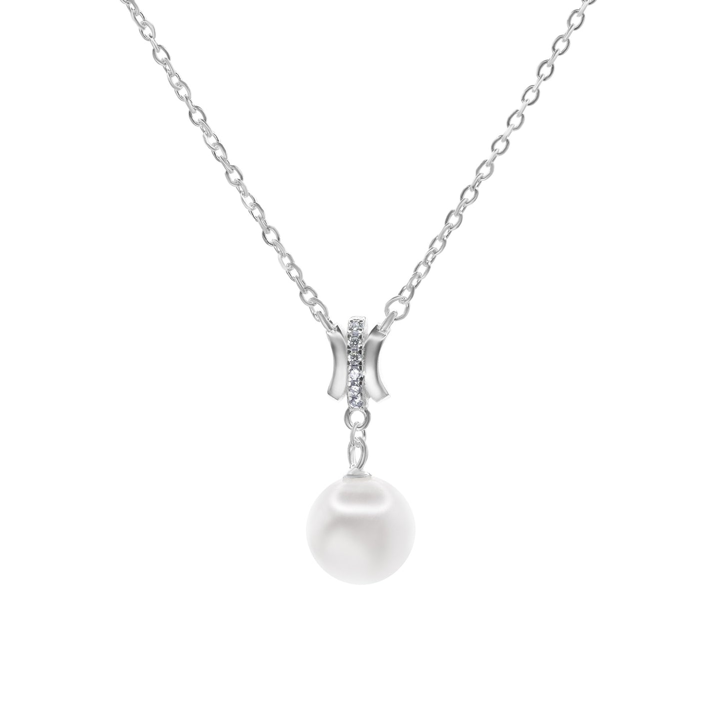 Collar de Plata Valier con Circones y Perla de Imitación