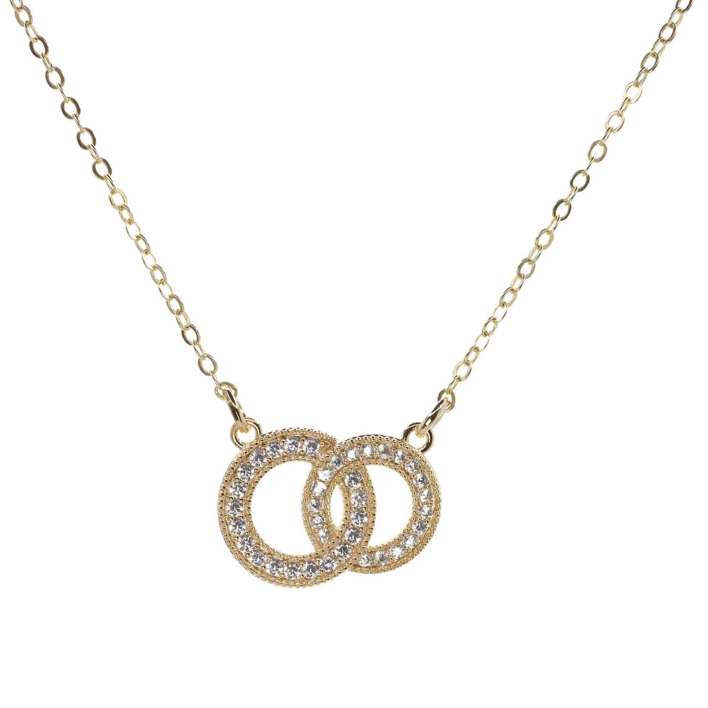 Collar Enchapado en Oro Argollas Cruzadas con Circones