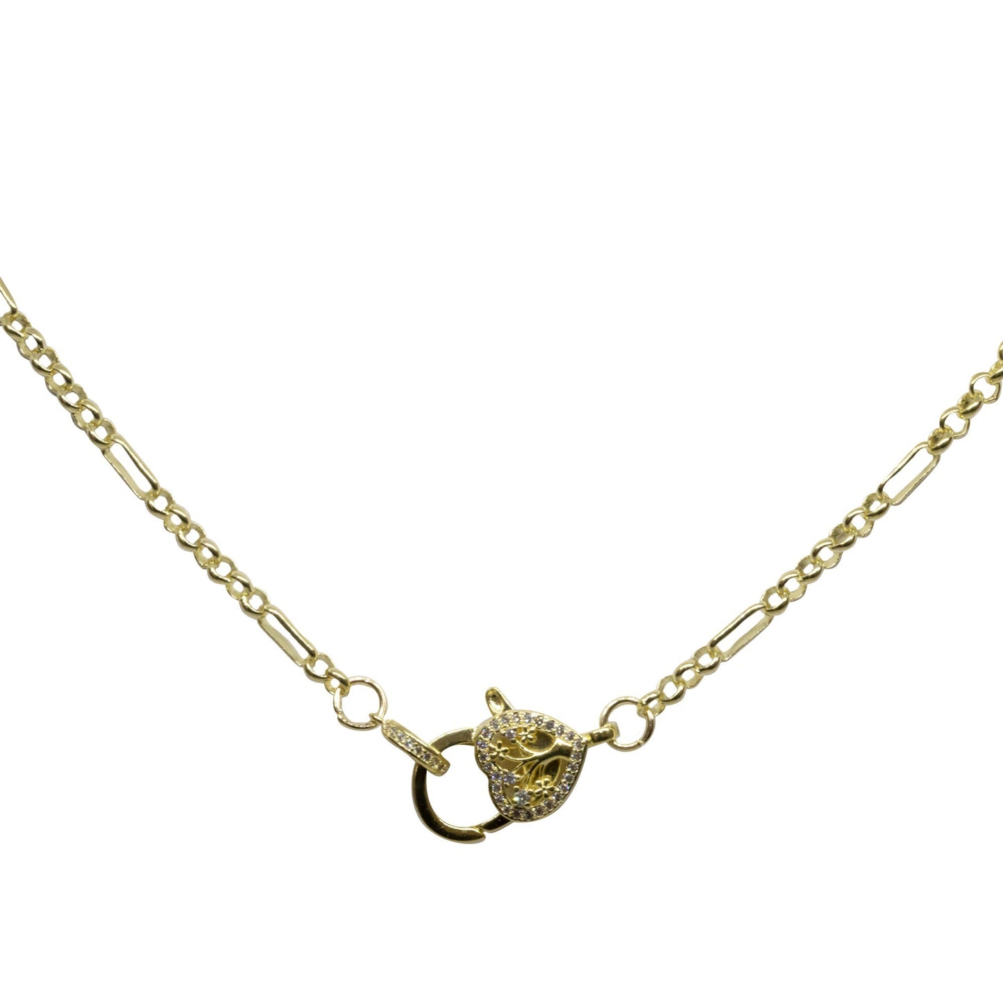 Collar Enchapado en Oro Broche Candado Corazón