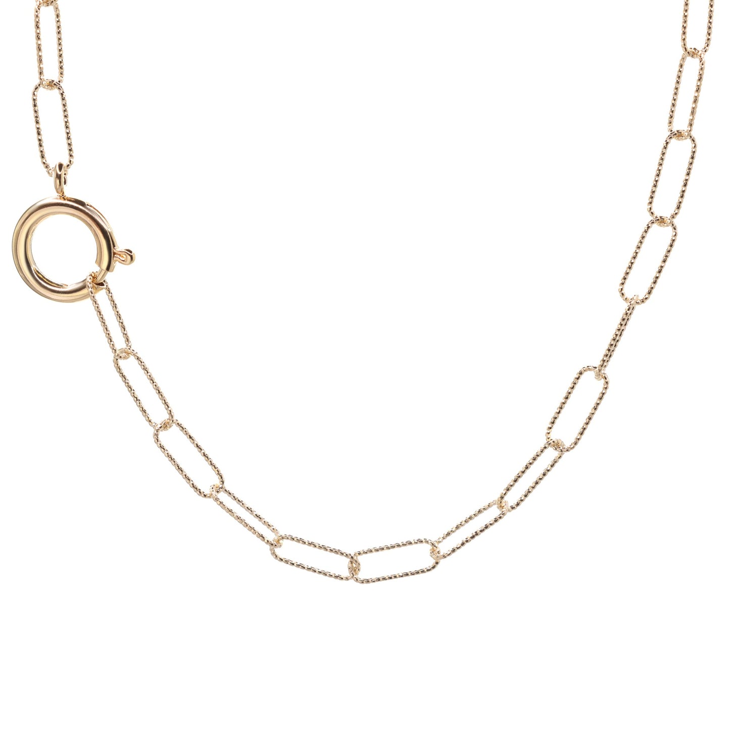 Collar Enchapado en Oro Broche Timón con Eslabones Ovalados