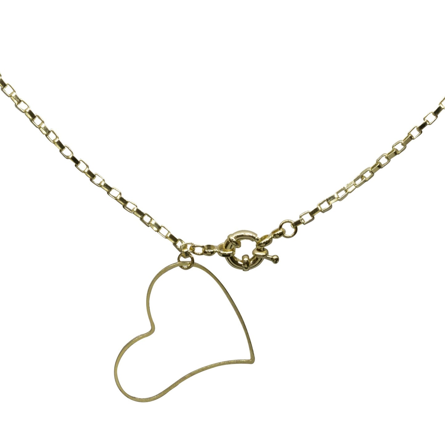Collar Enchapado en Oro Broche Timón Relieve Corazón