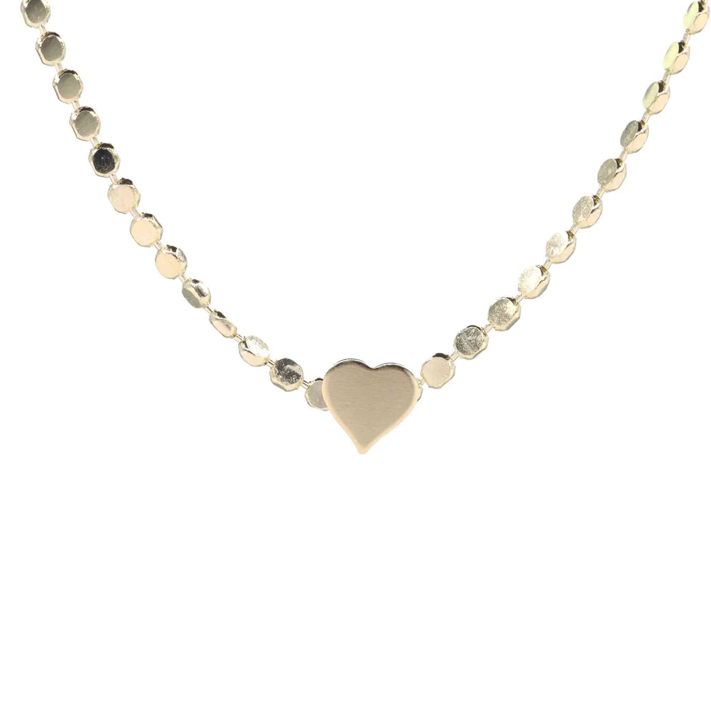 Collar Enchapado en Oro Cadena Puntos Corazón