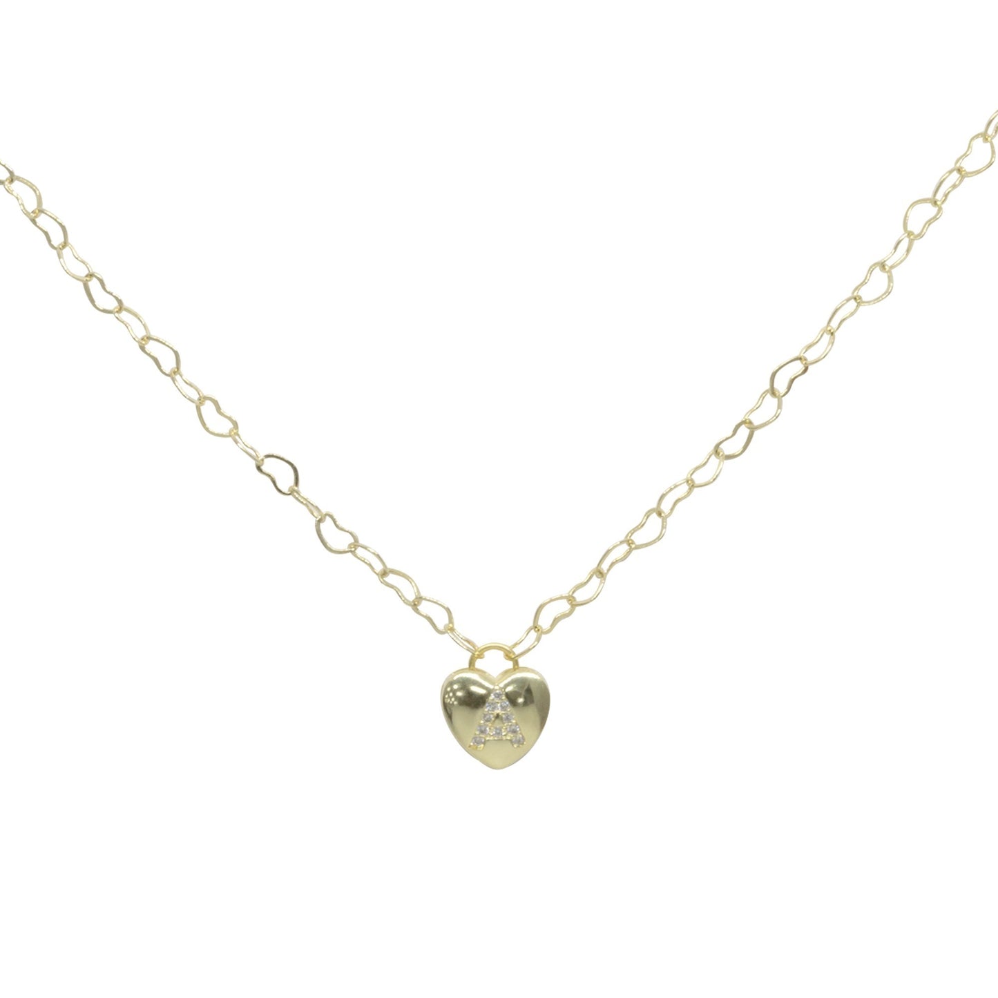 Collar Enchapado en Oro Corazón de Letras y Microcircones
