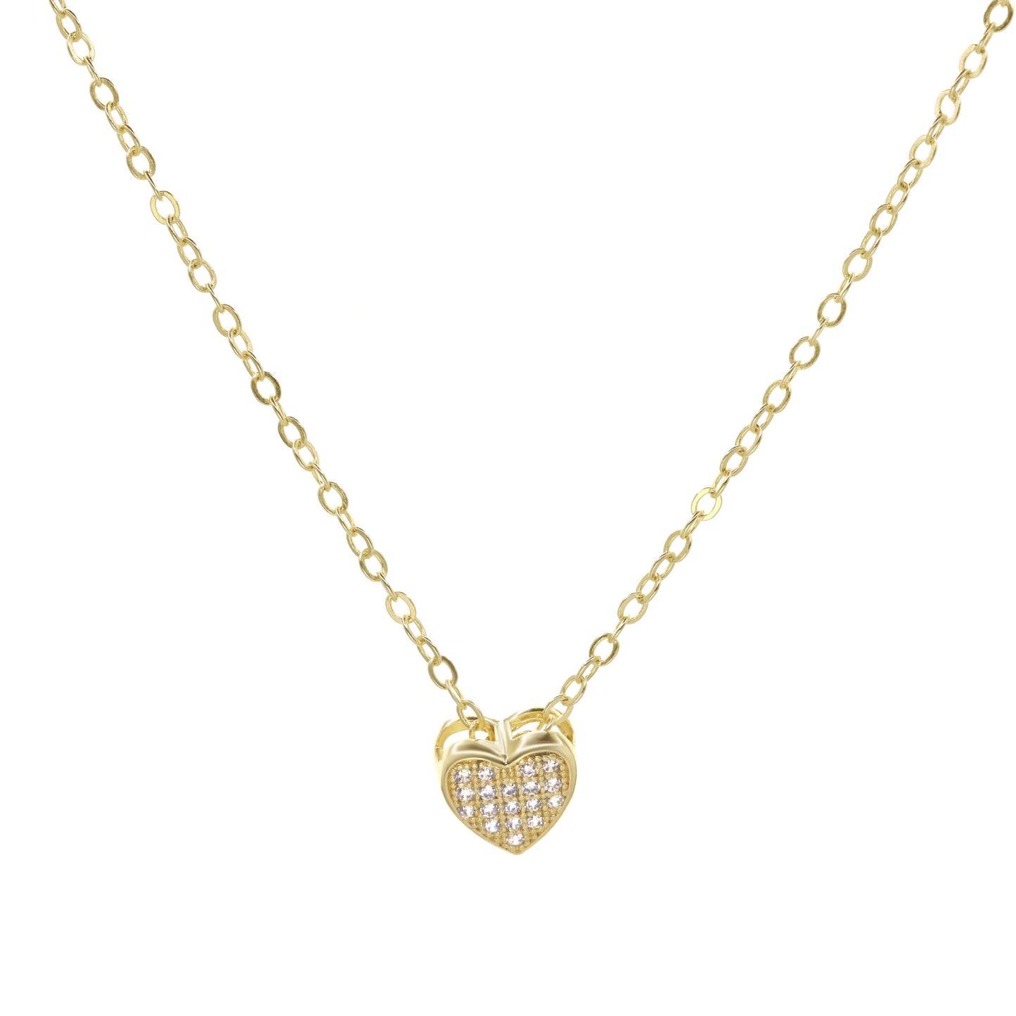 Collar Enchapado en Oro Dije Corazón con Circones