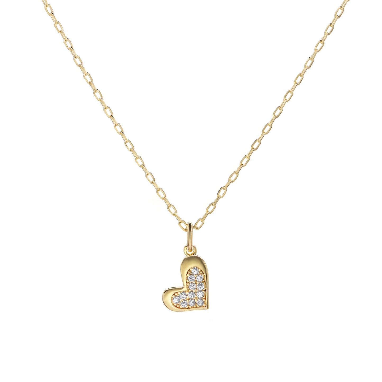 Collar Enchapado en Oro Diseño Corazón con Circones