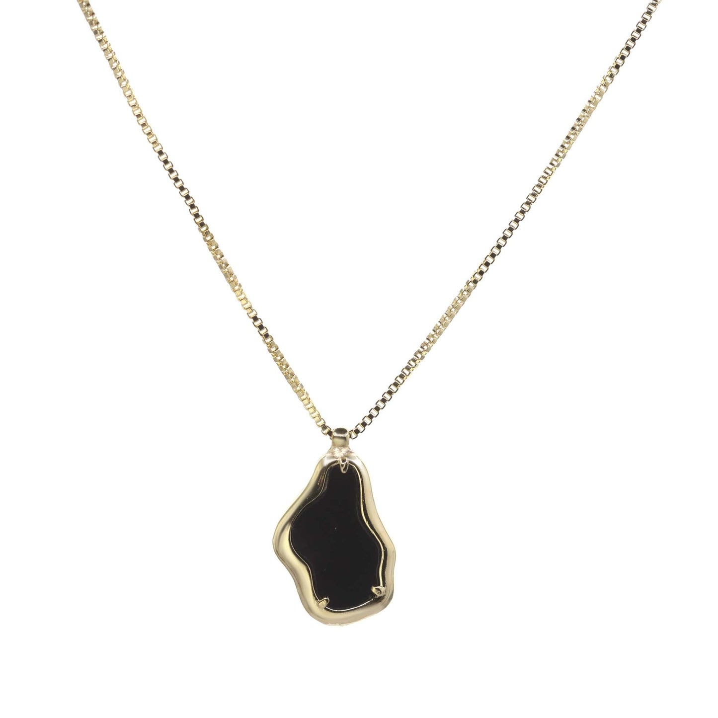 Collar Enchapado en Oro Diseño Irregular con Esmaltado Negro
