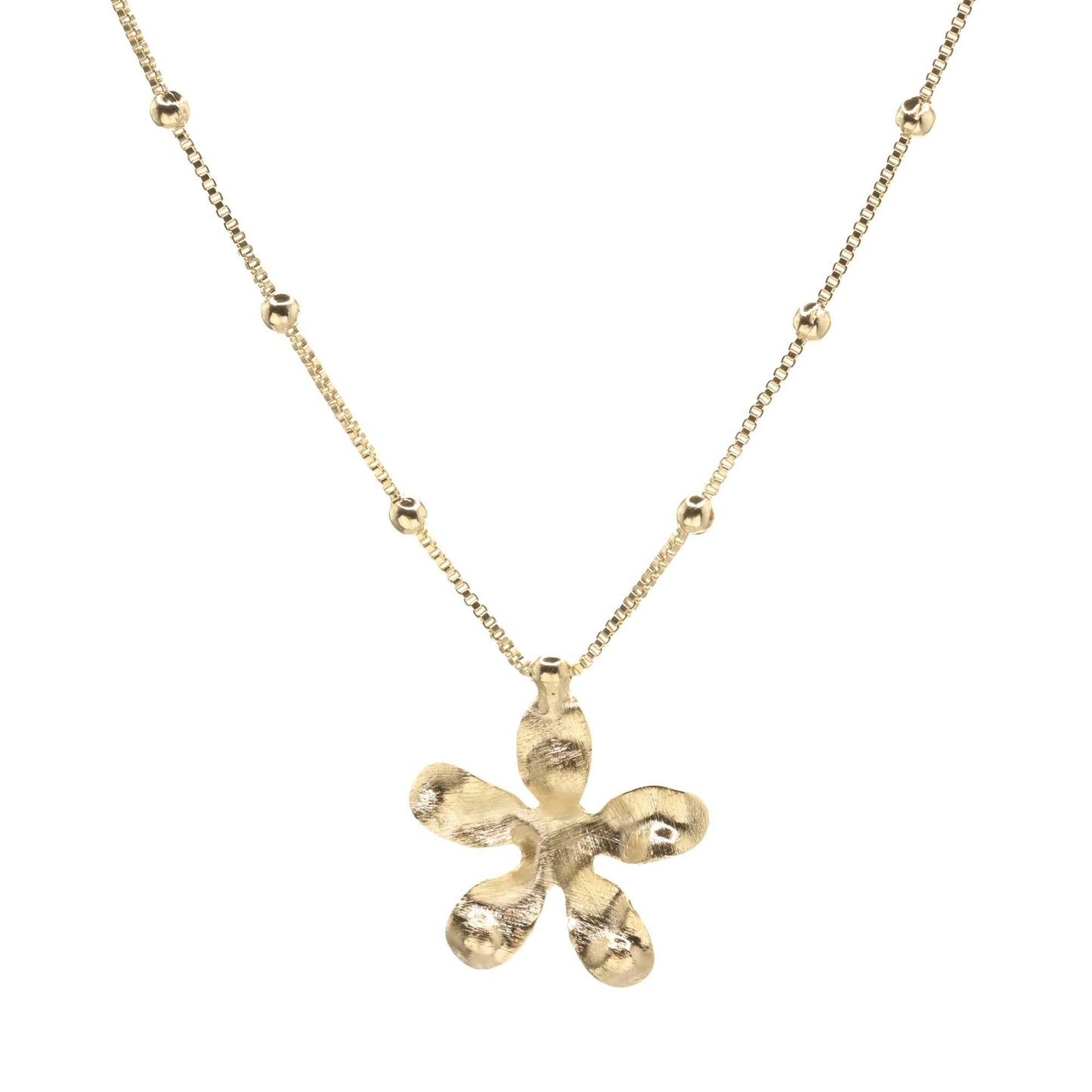 Collar Enchapado en Oro Diseño Serie de Esferas con Flor