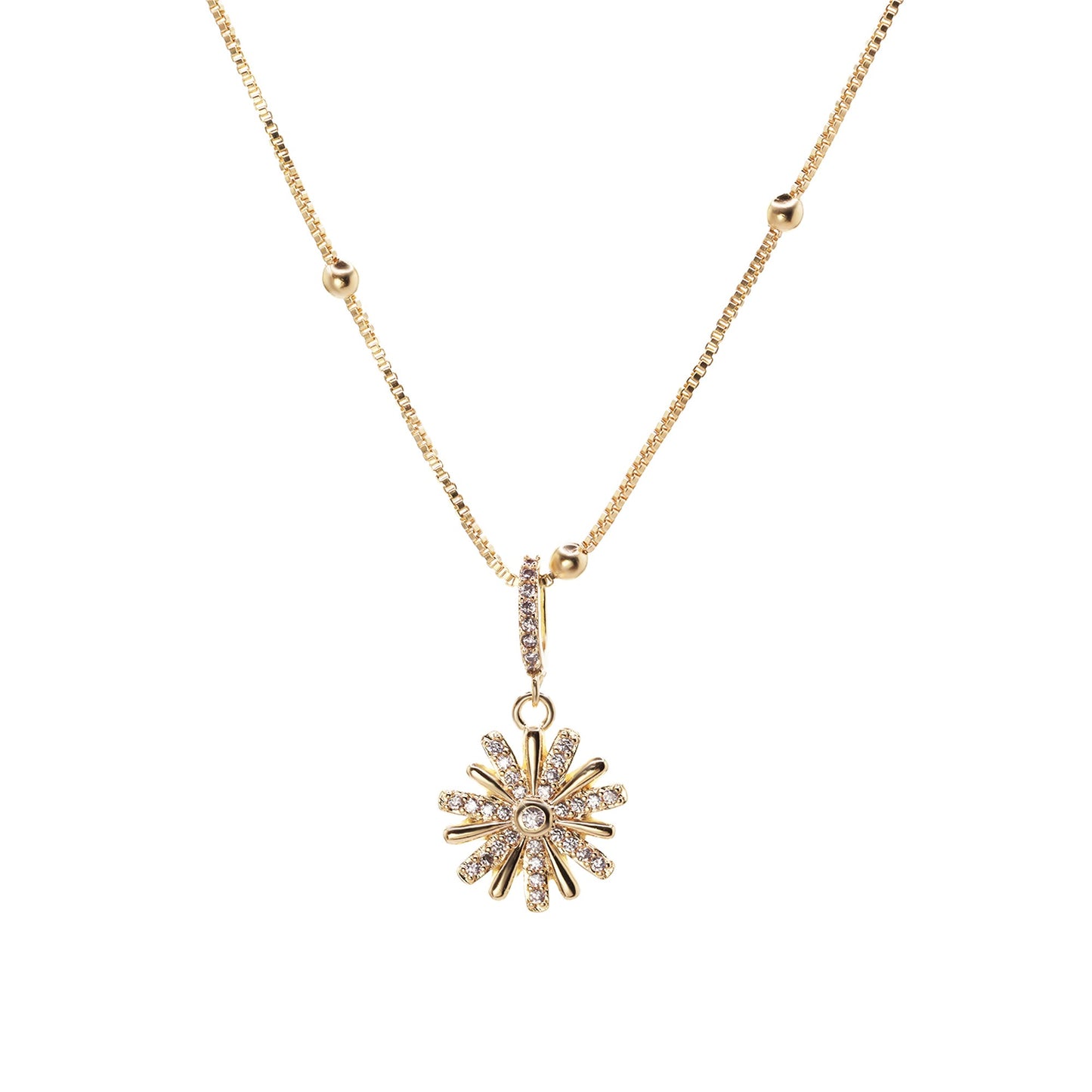 Collar Enchapado en Oro - Veneciana con Dije de Margarita con Circones