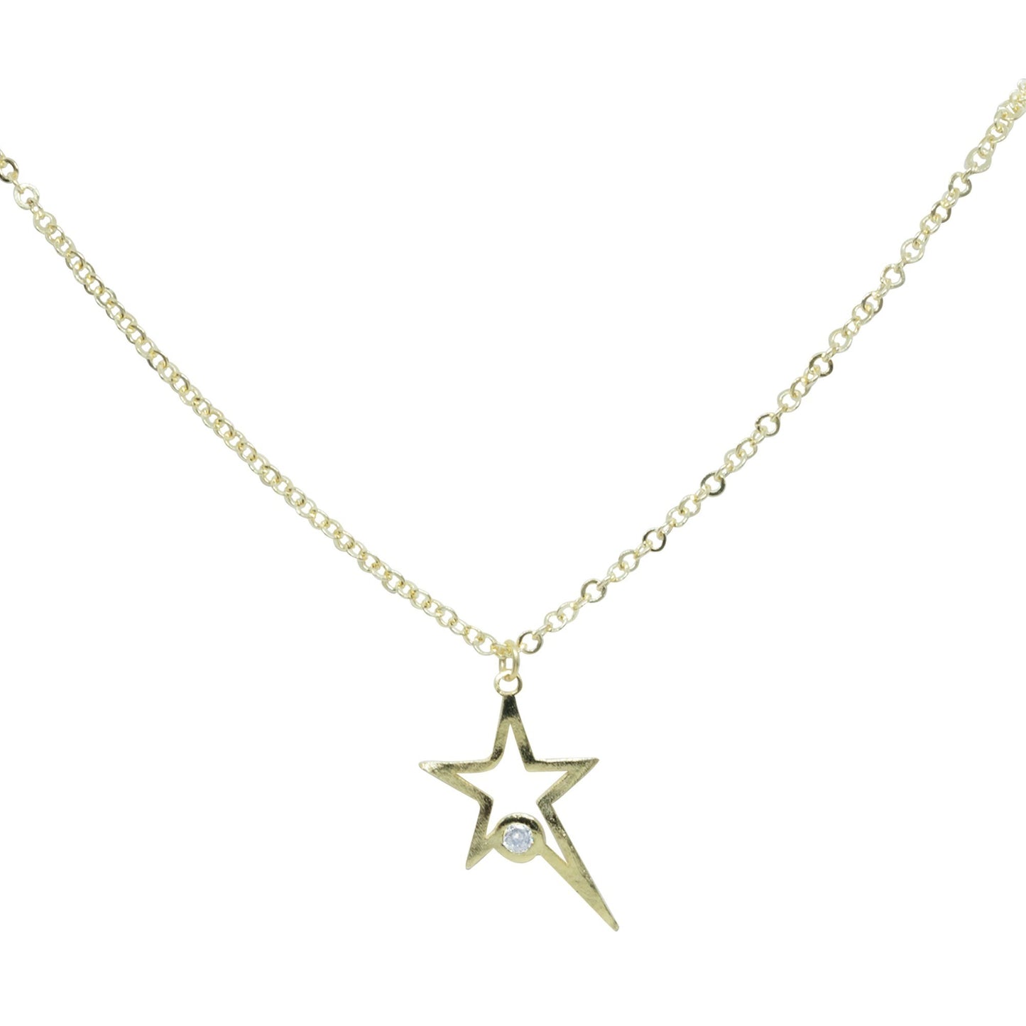 Collar Enchapado en Oro Estrella con Cristal