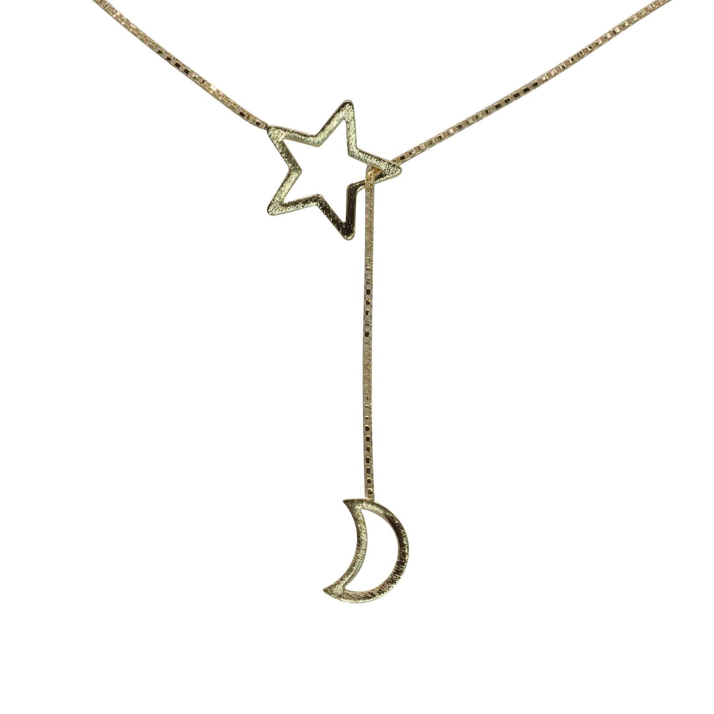 Collar Enchapado en Oro Estrella Con Luna