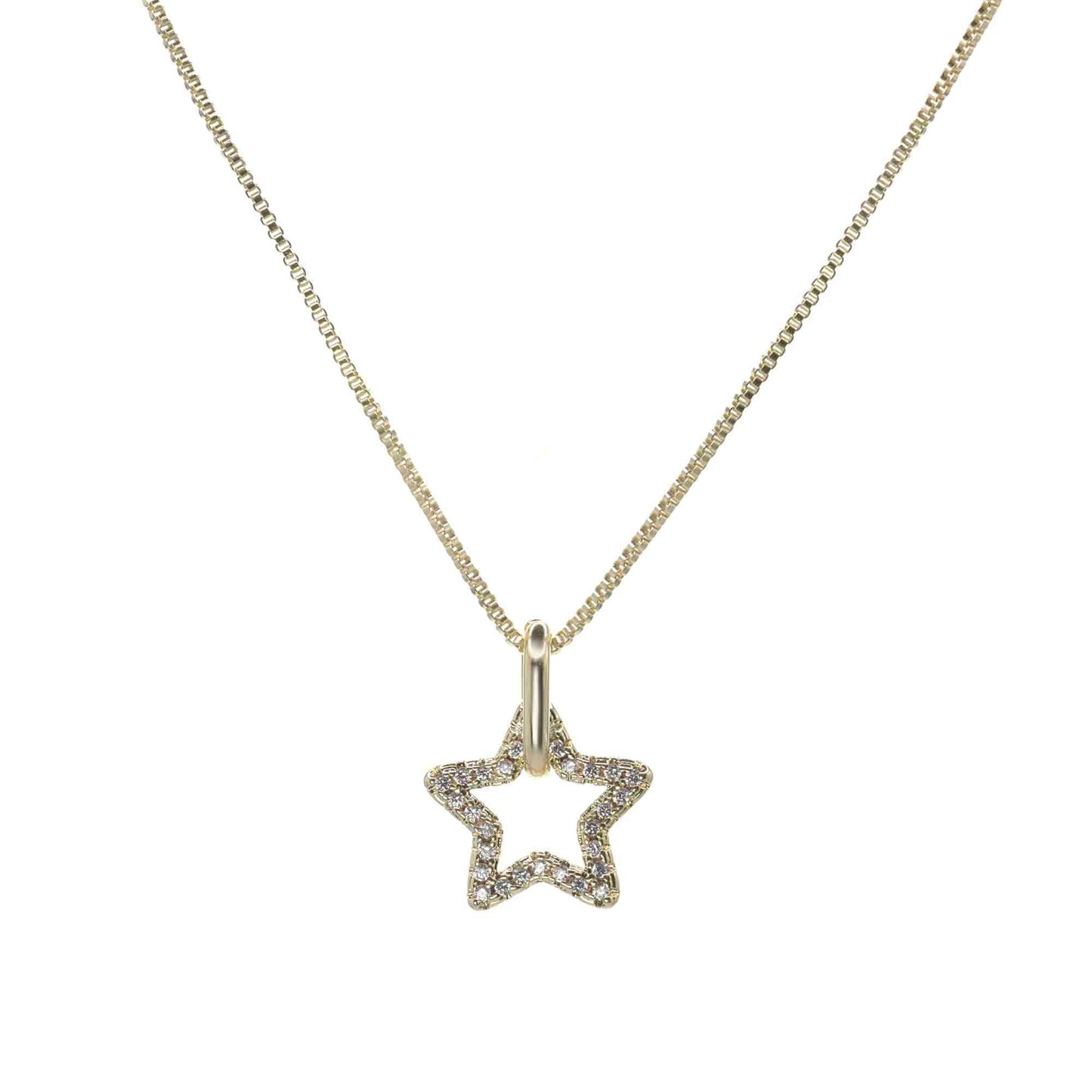 Collar Enchapado en Oro Figura Estrella con Circones