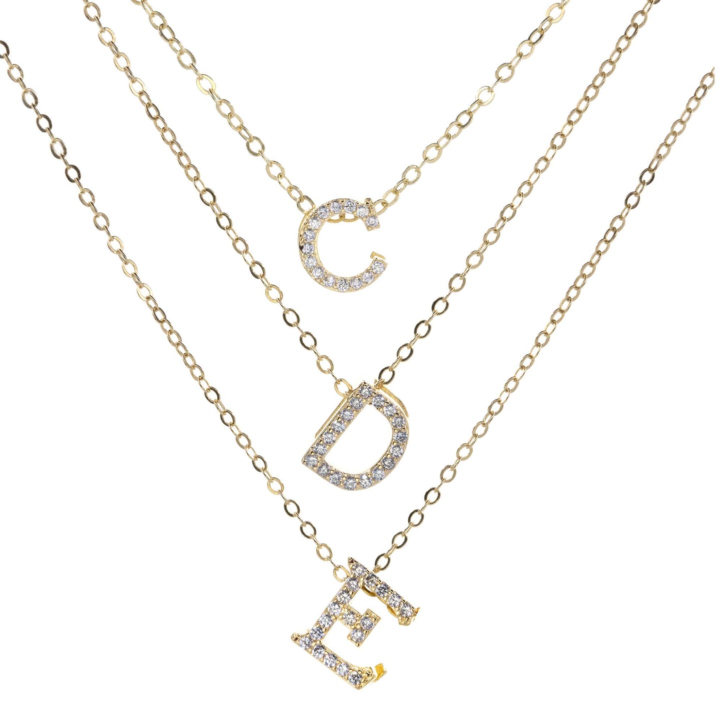 Collar Enchapado en Oro Letras con Circones