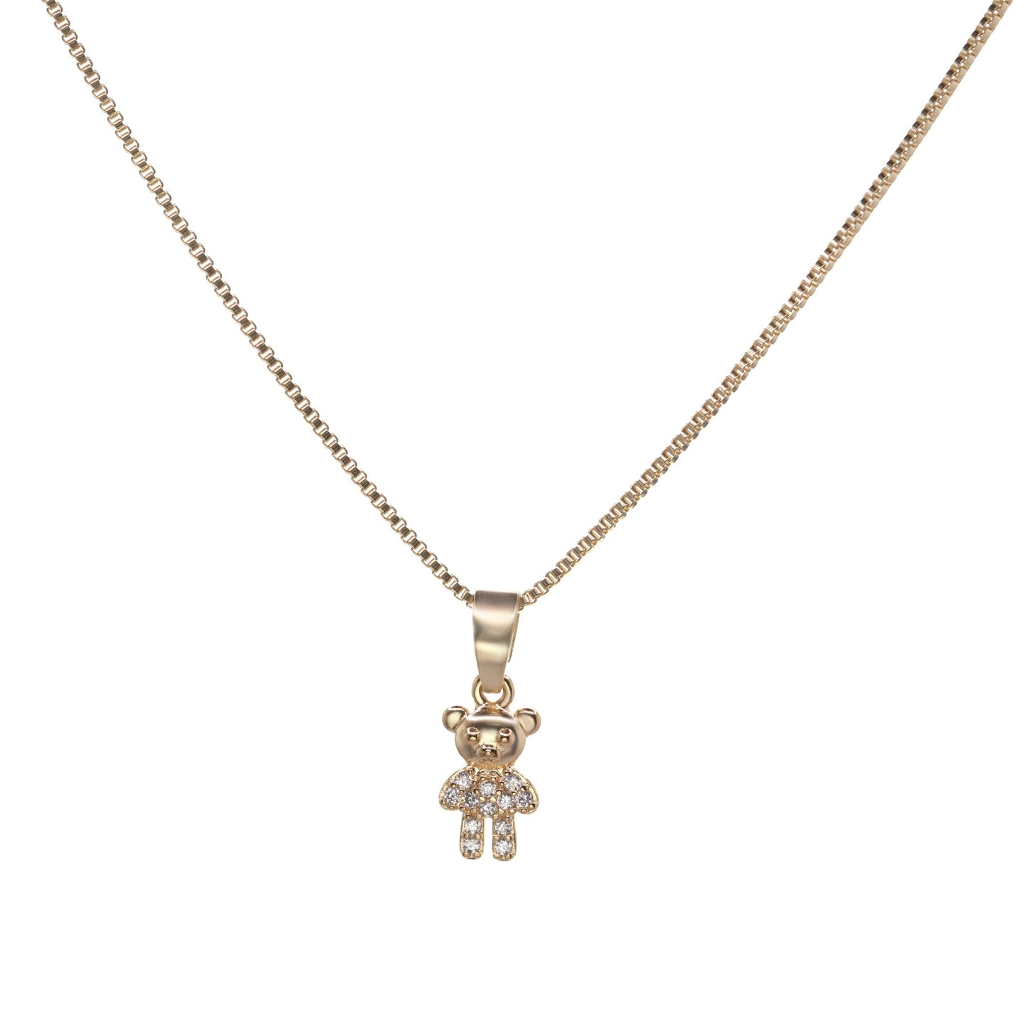 Collar Enchapado en Oro - Oso con Circones