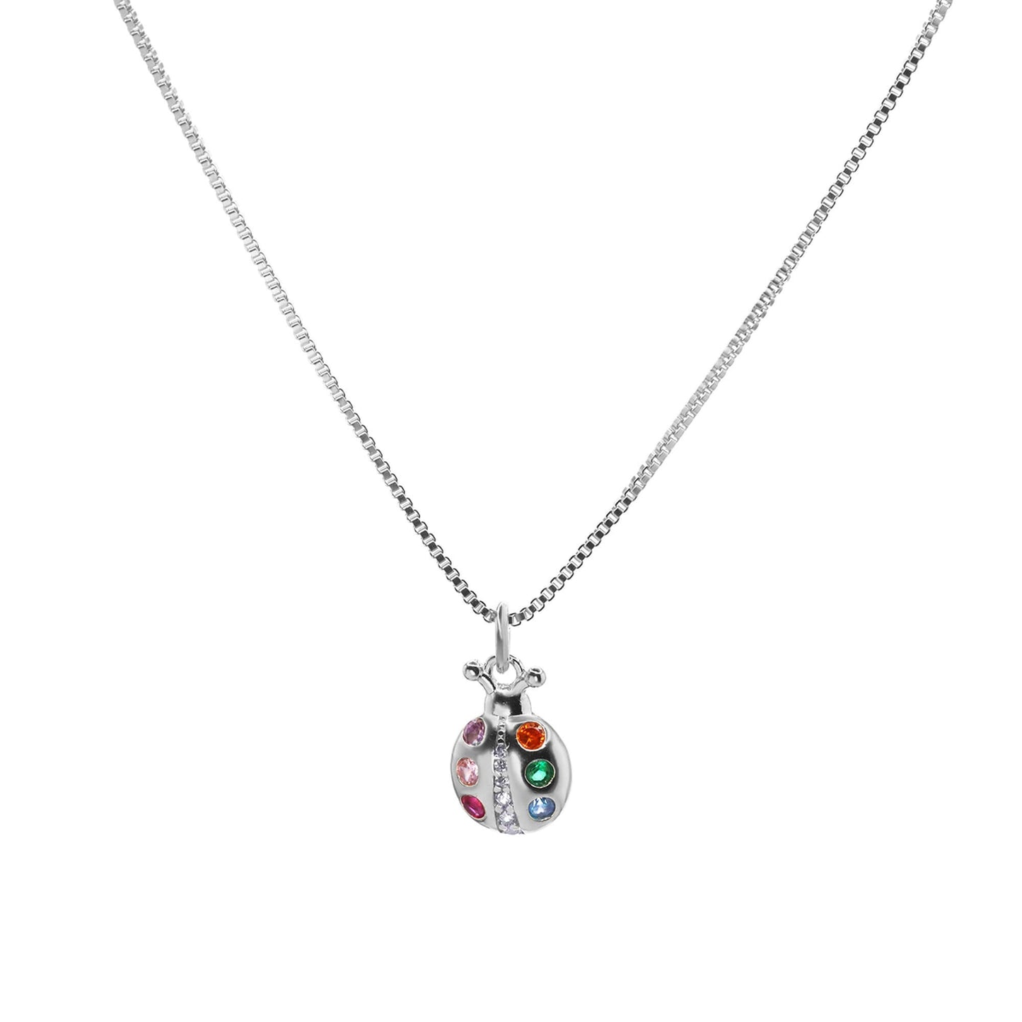 Collar Enchapado en Plata Diseño China de Circones de Colores