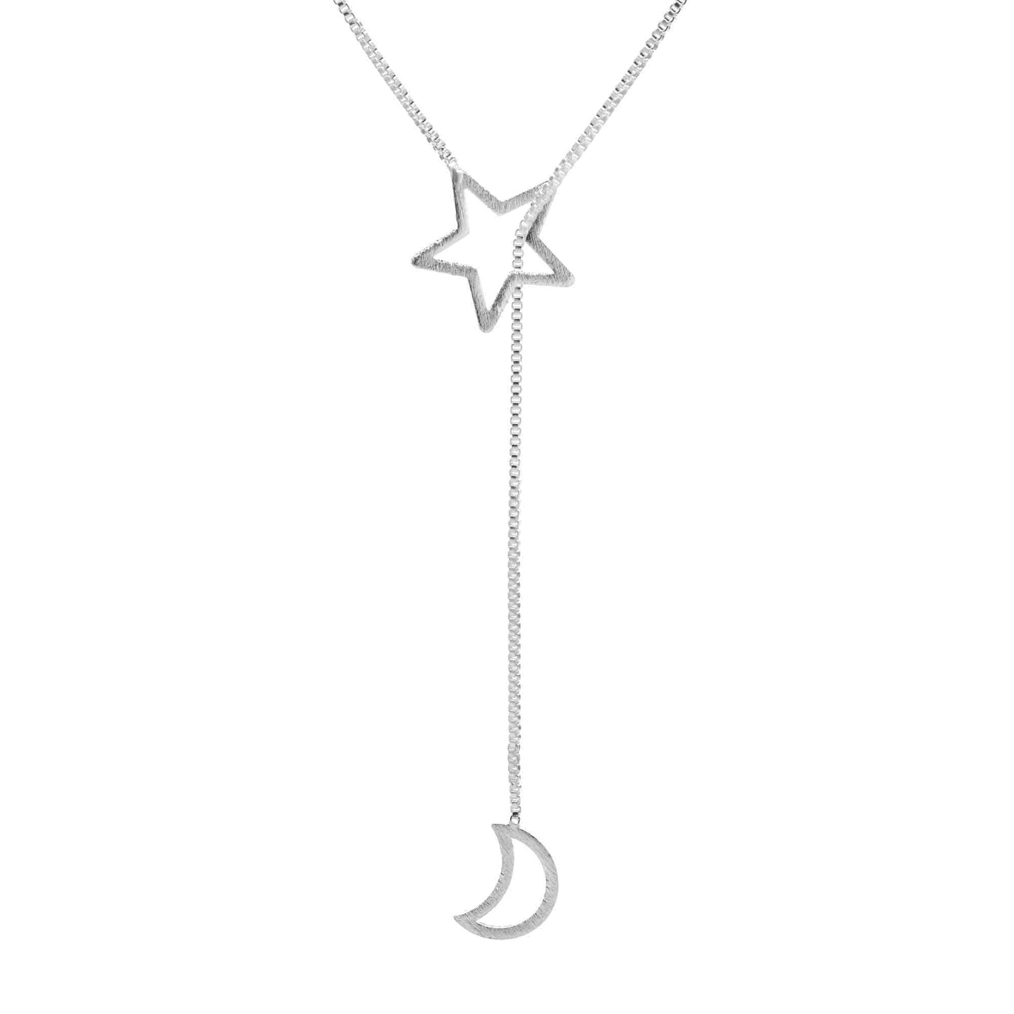 Collar Enchapado en Plata - en V Luna y Estrella