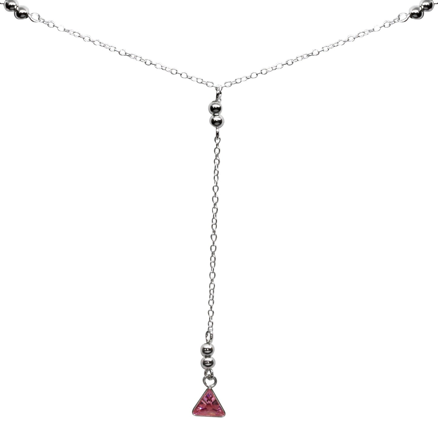 Collar Esferas y Triángulo Circón Rosa