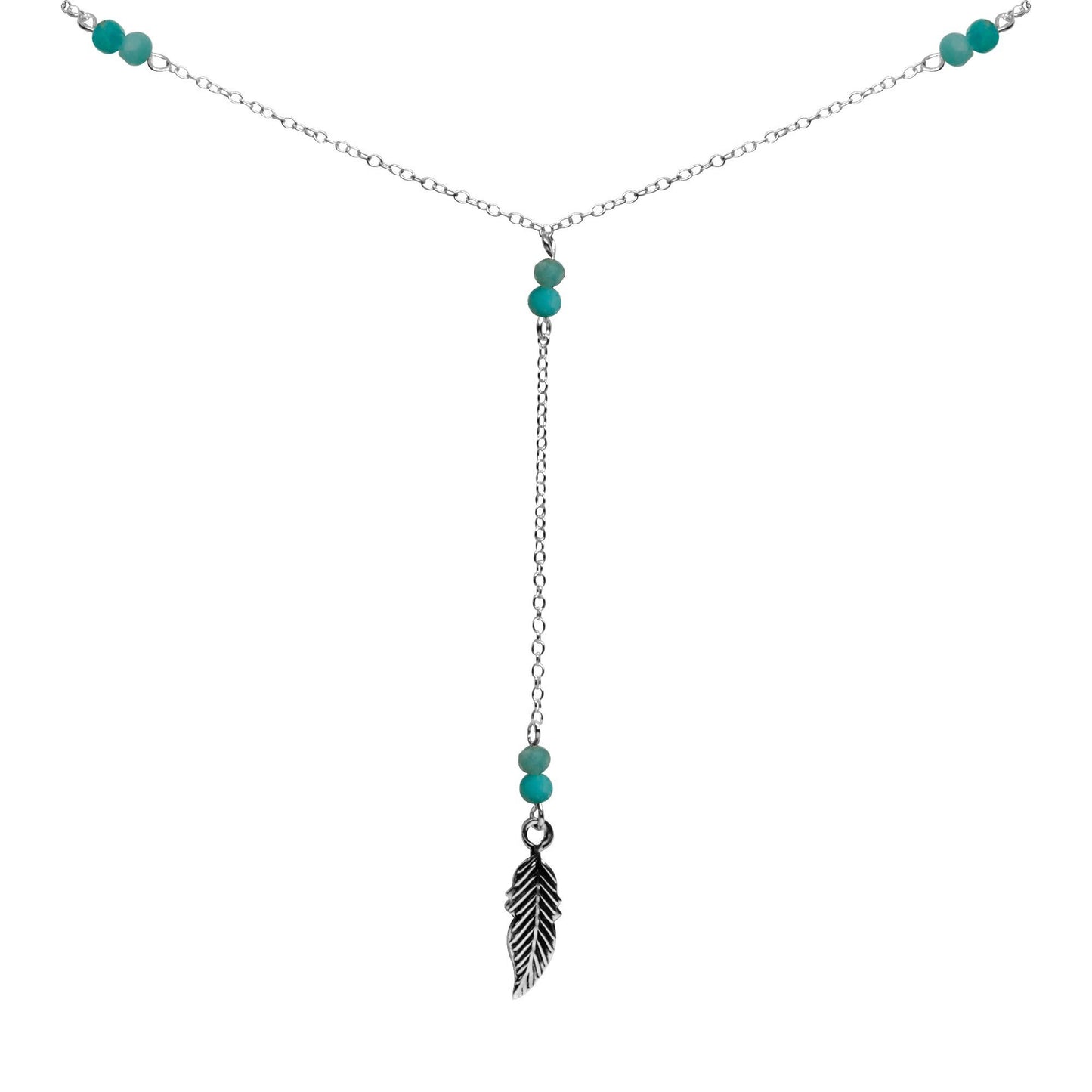 Collar Pluma con Piedra Aquamarina
