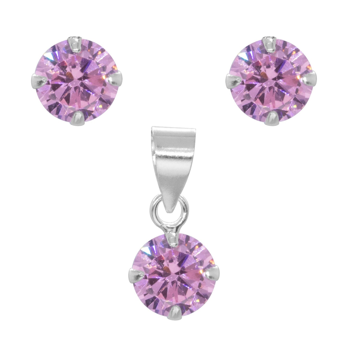 Conjunto Circón Rosa 6 mm
