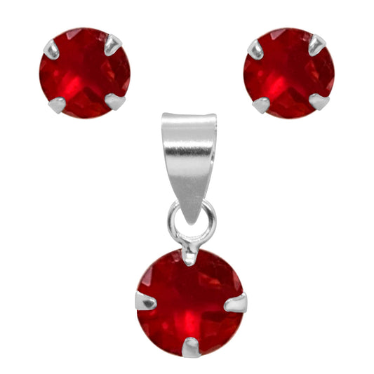 Conjunto de Plata Circón Rubi 6 mm