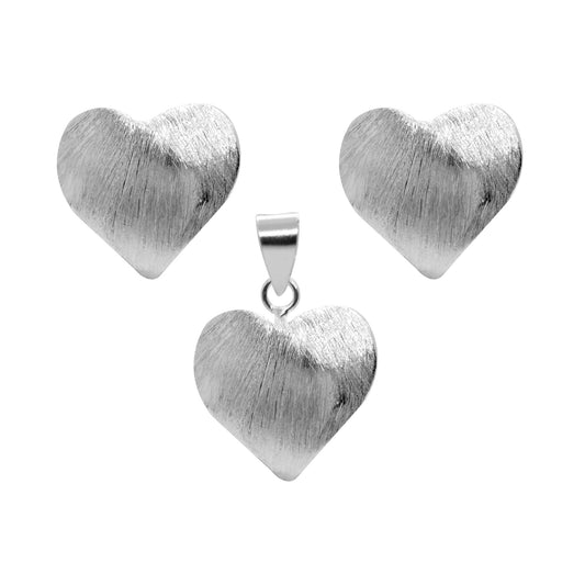 Conjunto de Plata Corazones Satinados