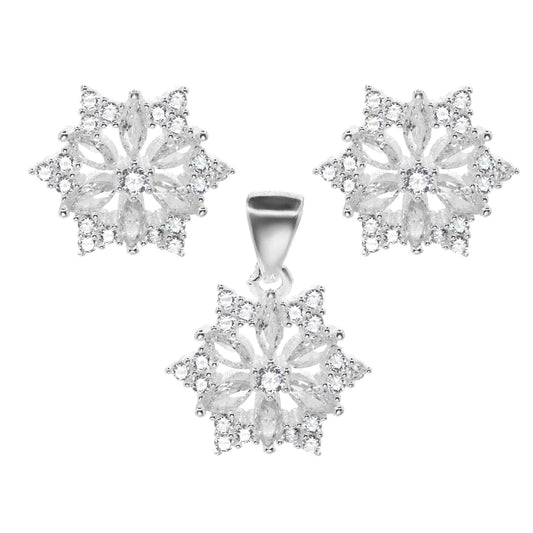 Conjunto de Plata - Copo de Nieve con Circones