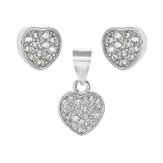 Conjunto de Plata - Corazones con Circones