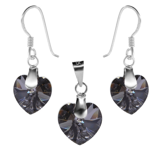 Conjunto de Plata - Corazones de Cristal Humo