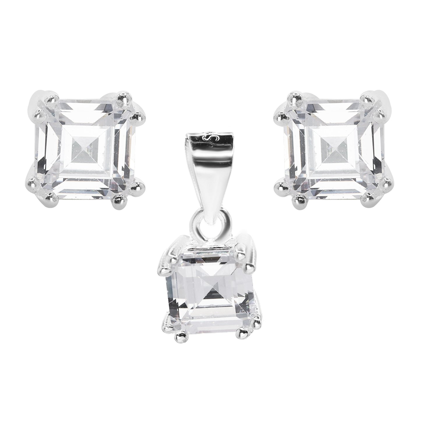 Conjunto de Plata - Cuadrado de Circones 6 mm