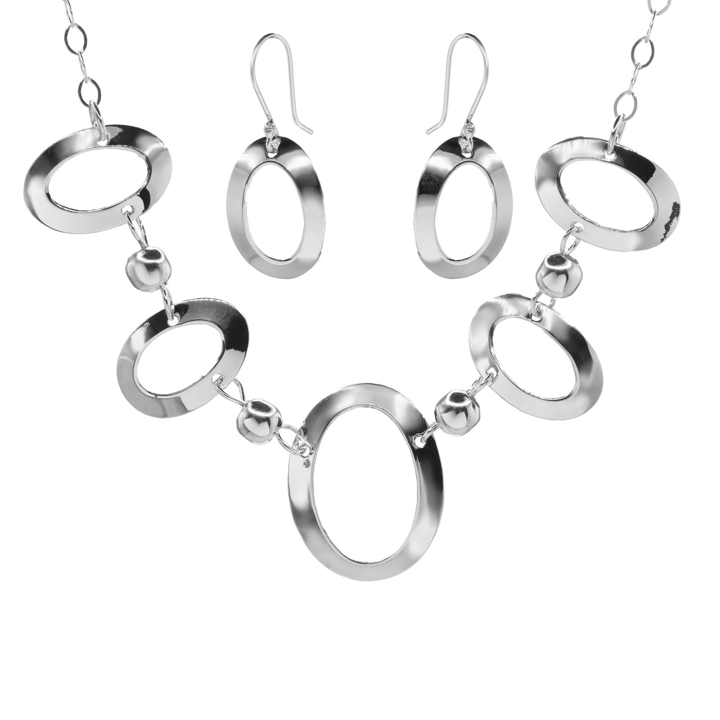 Conjunto de Plata - Figuras Ovaladas de Textura Lisa