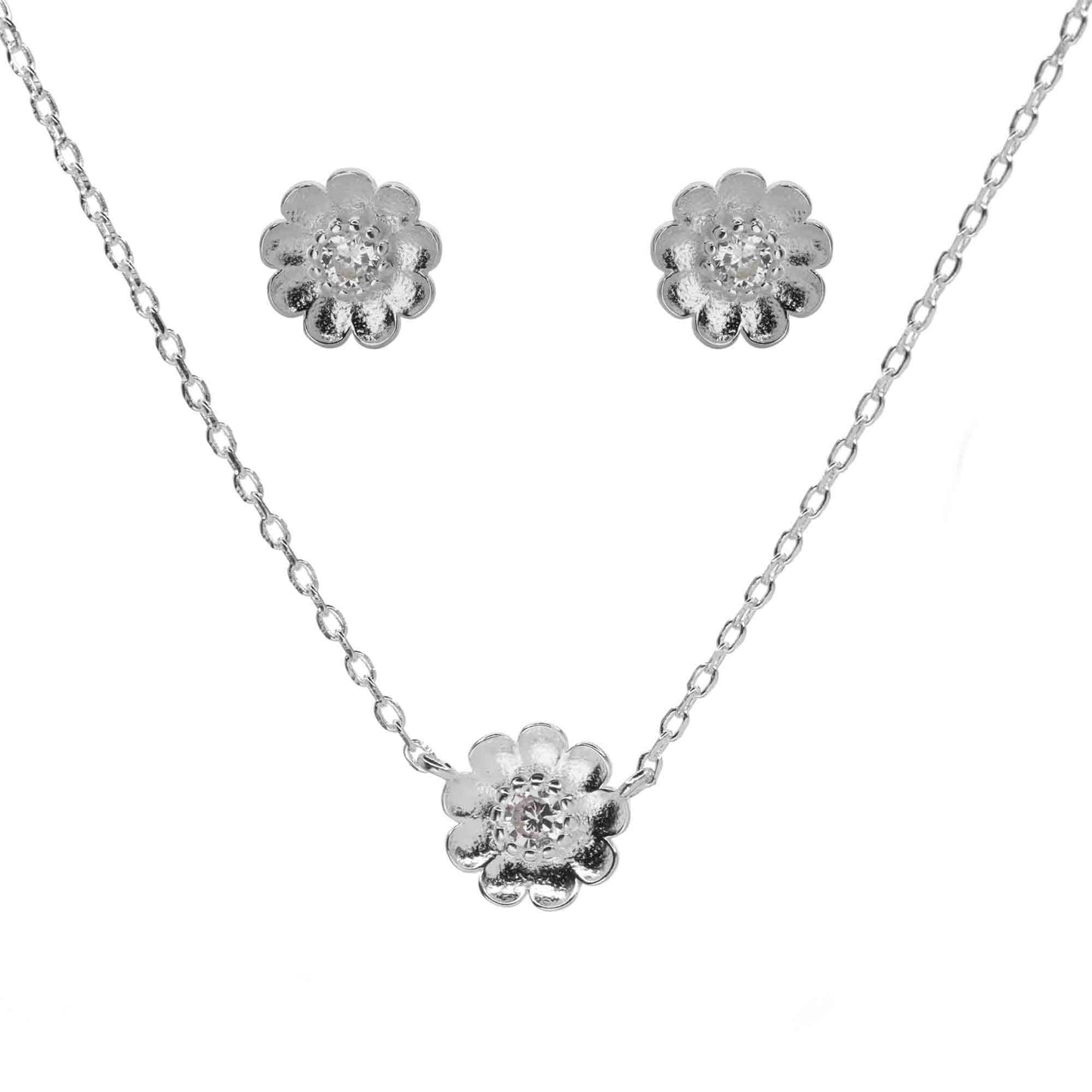 Conjunto de Plata - Flor con Circón