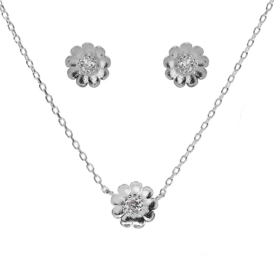 Conjunto de Plata - Flor con Circón