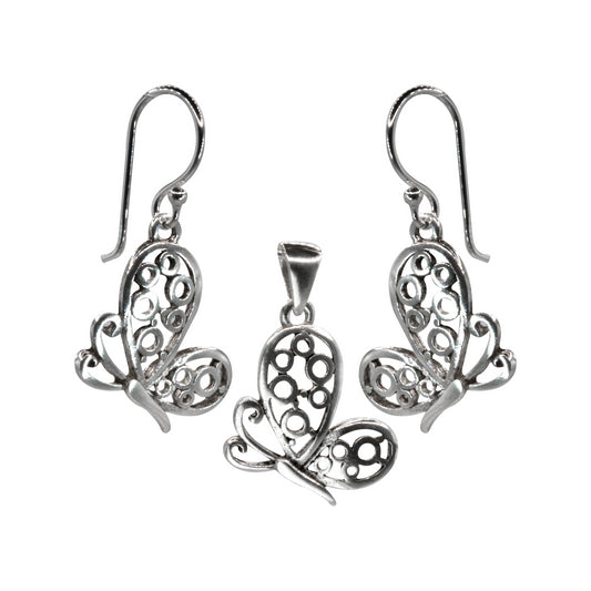 Conjunto de Plata - Mariposas Caladas