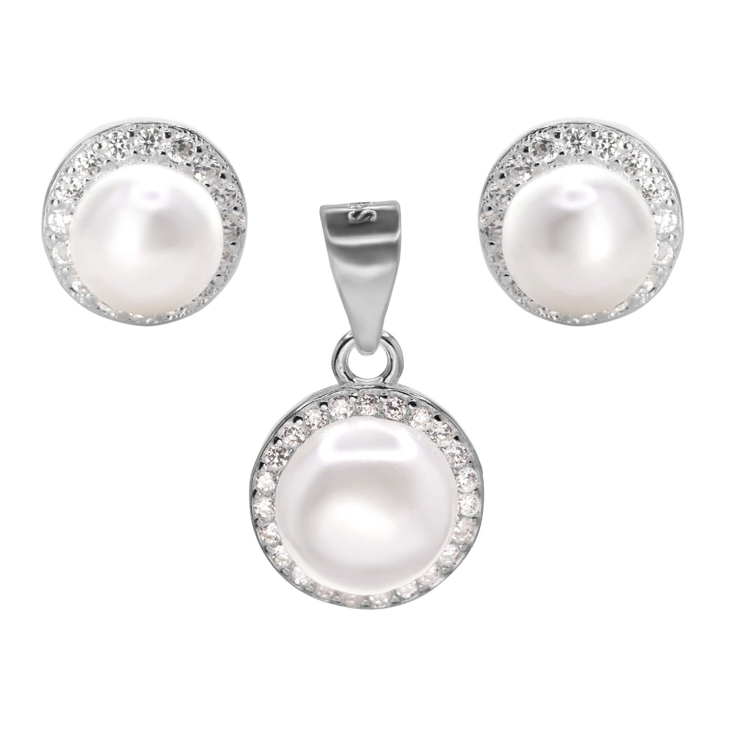 Conjunto de Plata - Perlas de Imitación con Circones
