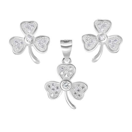 Conjunto de Plata - Trébol con Circones
