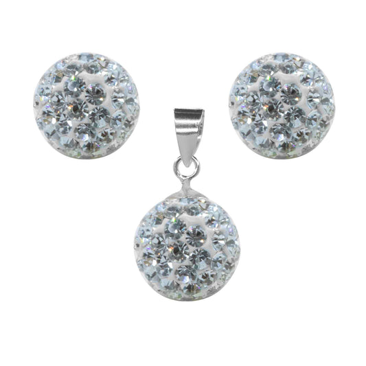 Conjunto de Plata Esferas de Strass 10mm