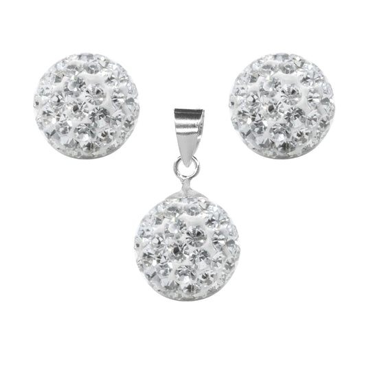 Conjunto de Plata Esferas de Strass 8 mm