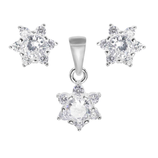 Conjunto de Plata - Flor con Circones