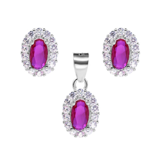 Conjunto de Plata - Lady con Circón Magenta
