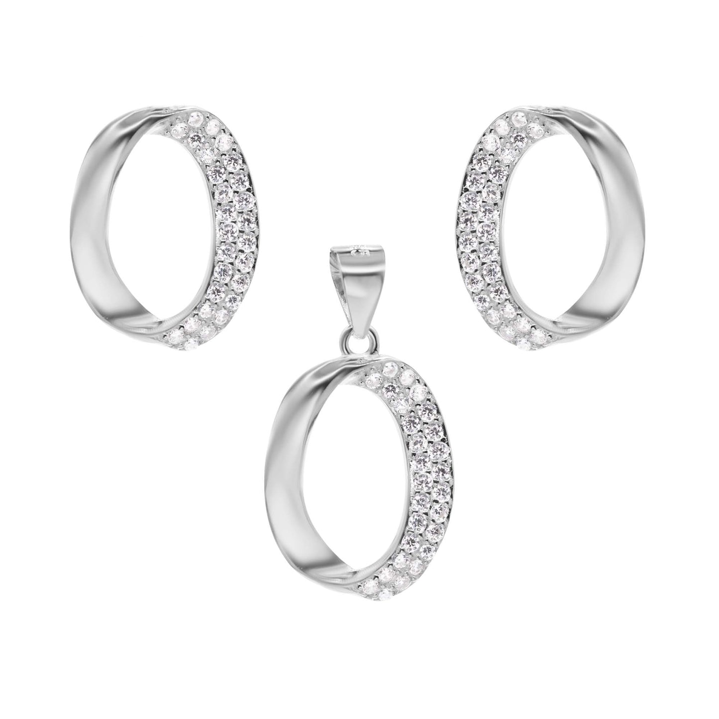 Conjunto de Plata - Óvalos Irregular con Circones