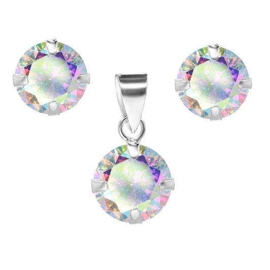 Conjunto de Plata - Punto de Luz Circones Tornasol 8 mm