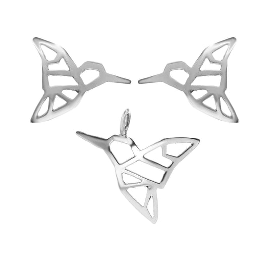 Conjunto de Plata Figuras lisas de Colibrí