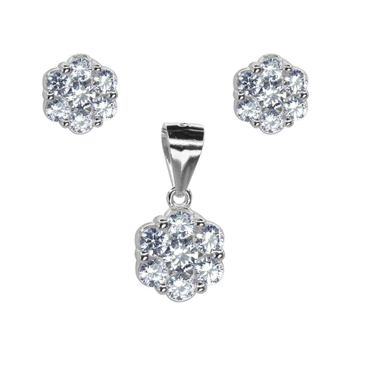 Conjunto de Plata Flores de Brote con Circones